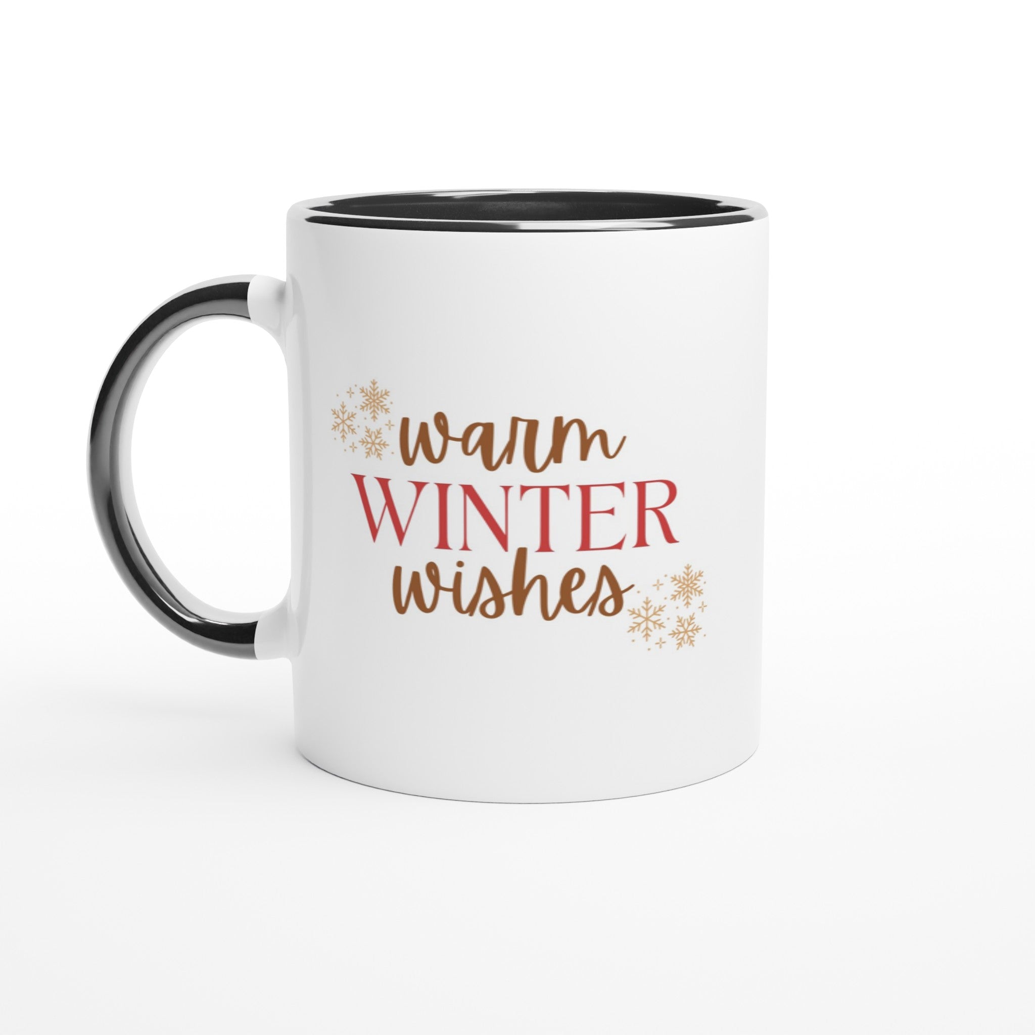WARM WINTER WISHES - Weiße Keramiktasse mit Farbe an der Innenseite
