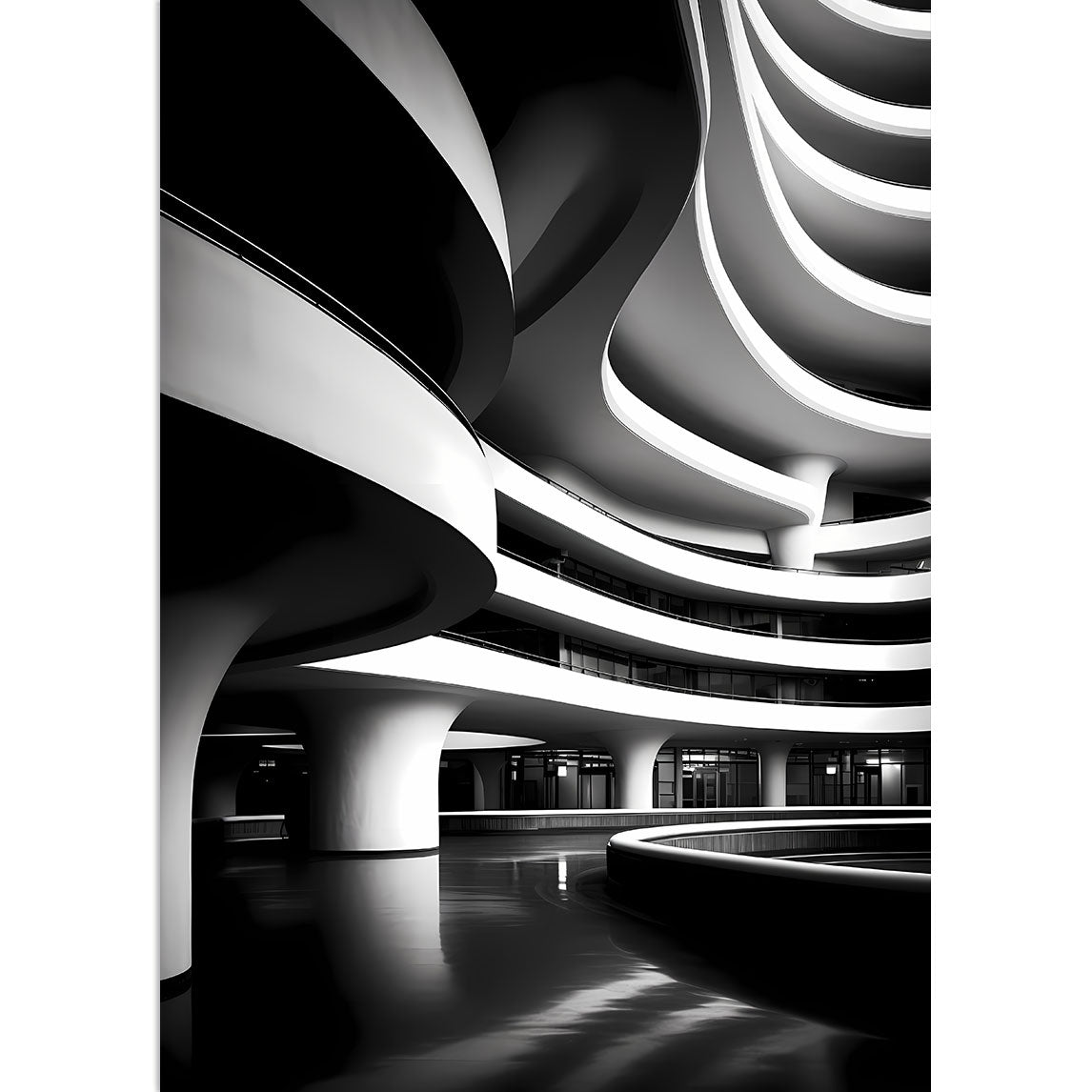 Modernes Gebäude in Schwarz Weiß 