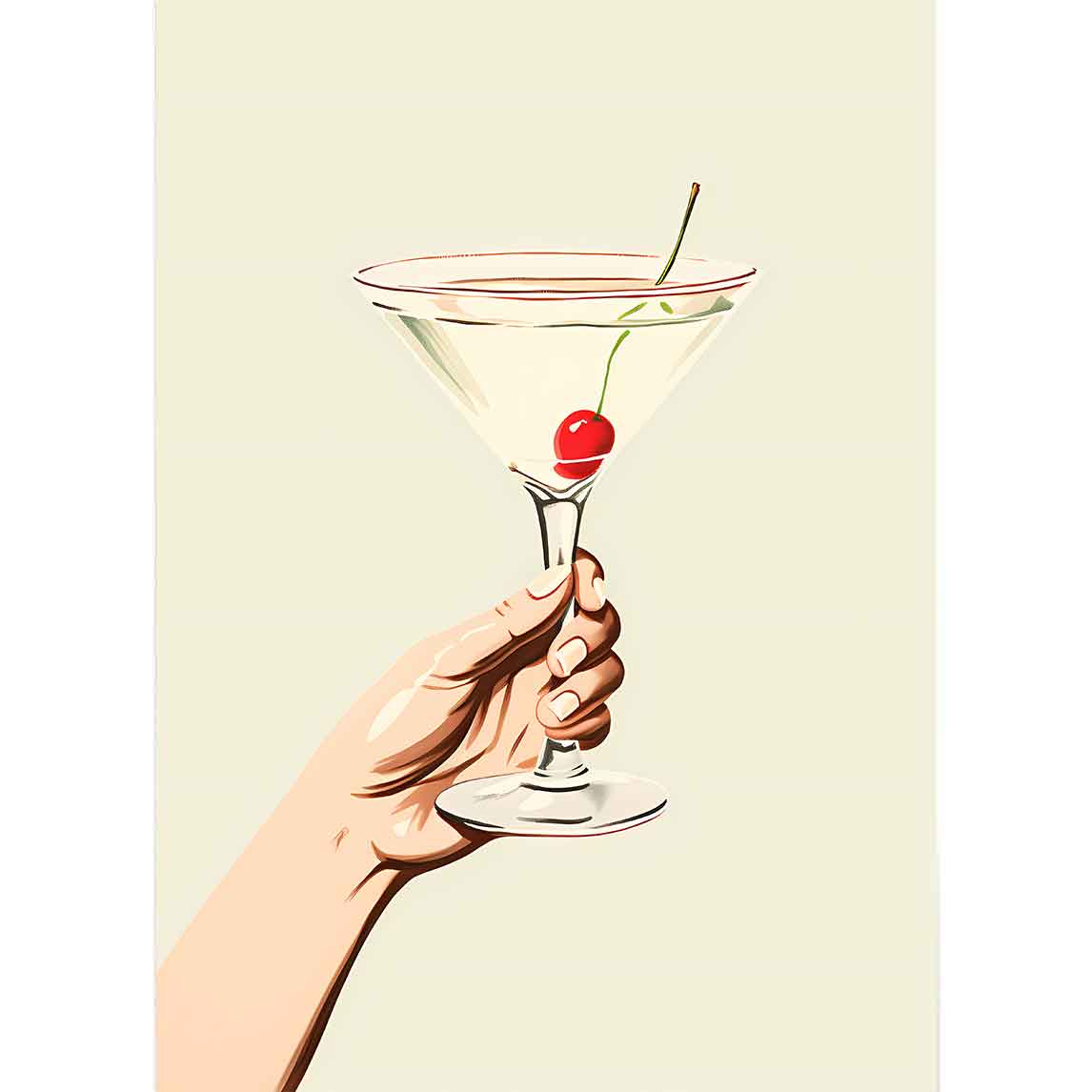 Eine Hand hält einen Martini, Vintage Still