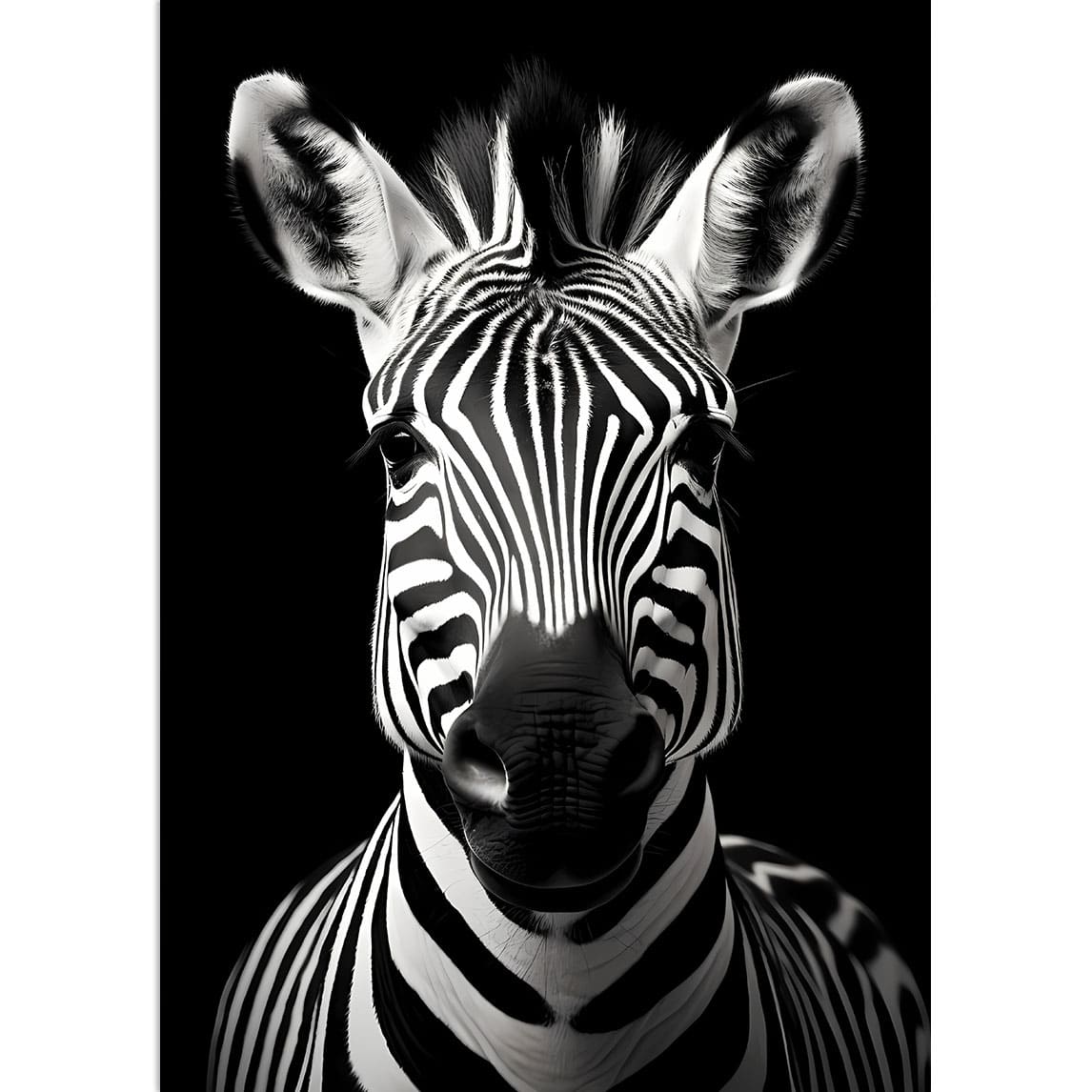 Ein detailliertes Porträt von einem Zebra 