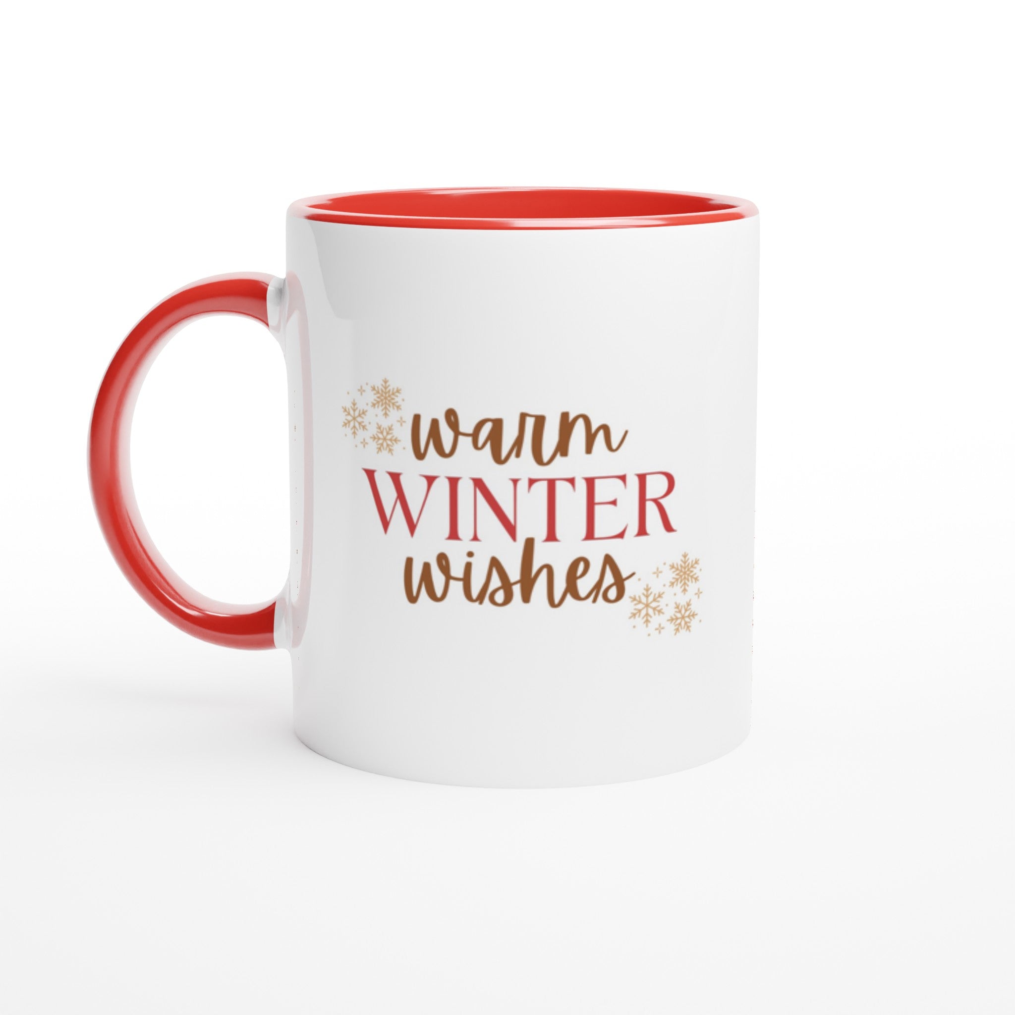 WARM WINTER WISHES - Weiße Keramiktasse mit Farbe an der Innenseite